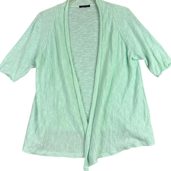 Eileen Fisher Mint Green M - L Cardigan Sweater Open Front Short Sleeve Knit - Picture 1 of 12